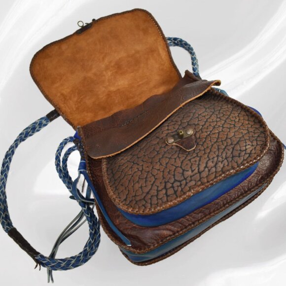 One of a Kind Handmade Leather Boho Crossbody Purse | Artisan Saddle Bag Purse - Picture 8 of 13